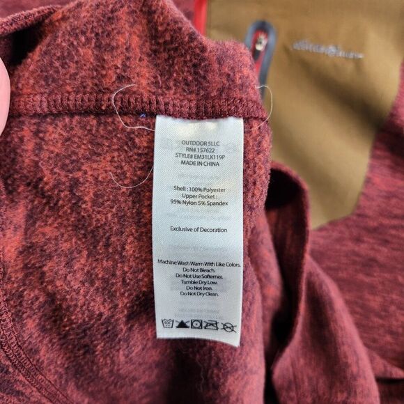 Eddie Bauer Sweater Mens L Red Heathered 1/4 Zip Pullover Fleece Hiking Trails - Picture 6 of 11
